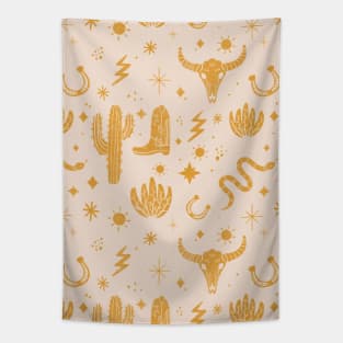 Cowboy Western Desert Boho Yellow Pattern Tapestry