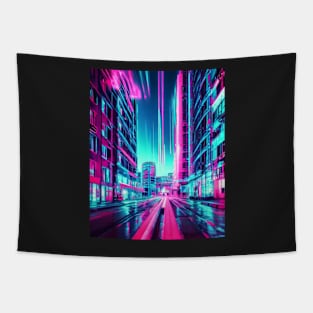 Enhanced Cyberpunk City Street Tapestry