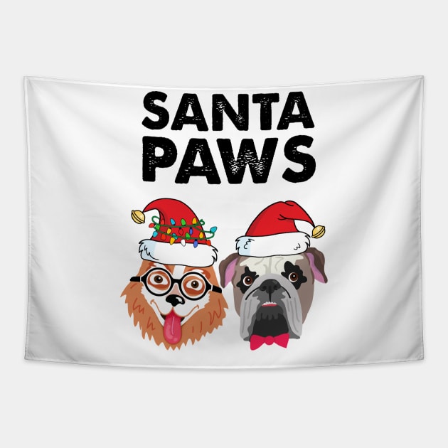 Santa Paws Christmas Dogs Tapestry by SuperrSunday