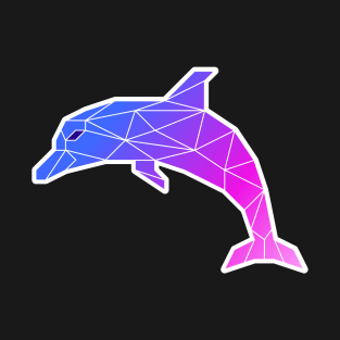 Dolphin in Low Poly with Blue and Pink Gradient T-Shirt