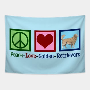 Peace Love Golden Retrievers Tapestry