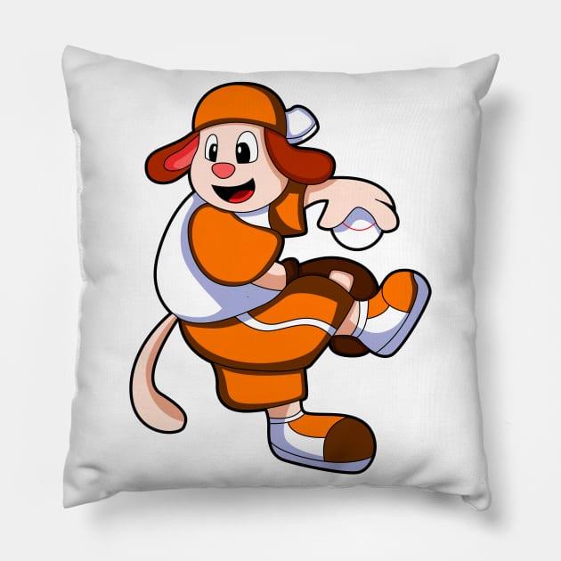 Dog at Baseball Sports & Cap Pillow by Markus Schnabel