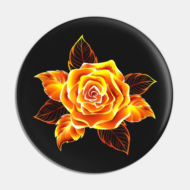 Blooming Fire Rose Pin by Blackmoon9