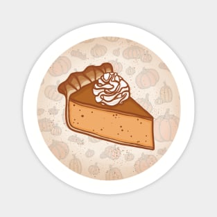 Pumpkin Pie With Pumpkin Pattern Circle Background Magnet