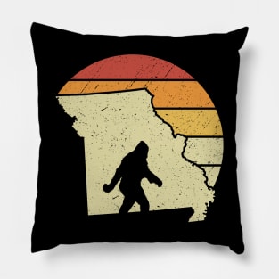 Arkansas Bigfoot Retro Sunset Pillow