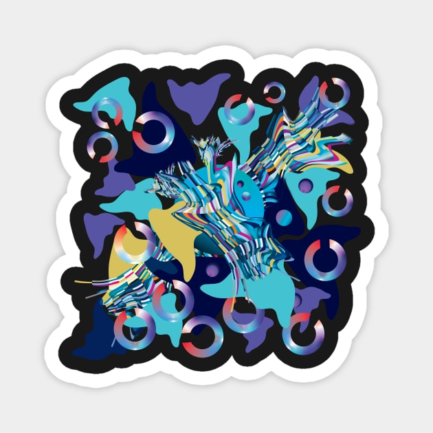 Blue psychedelic hallucinogenic shapes Magnet by IngaDesign