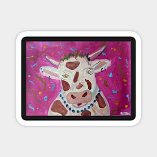 Pink Punk Funny Cow Magnet