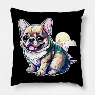 "Cheerful Paws: A Colorful and Creative Delight with a Cute Dog" Pillow