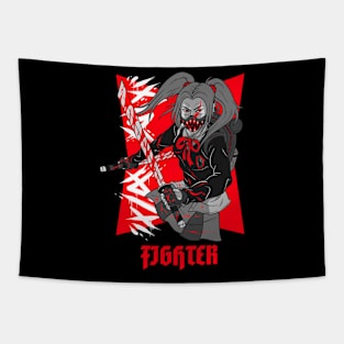 Red Fighter Girl Tapestry