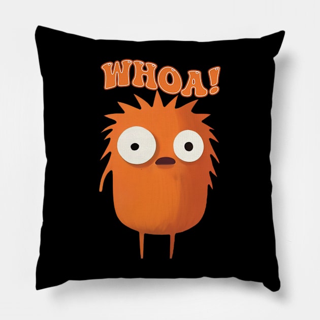 Whoa, Surprised Cute Monster Pillow by RailoImage