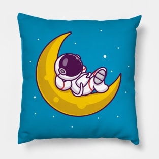 Cute Astronaut Sleeping On The Moon Pillow