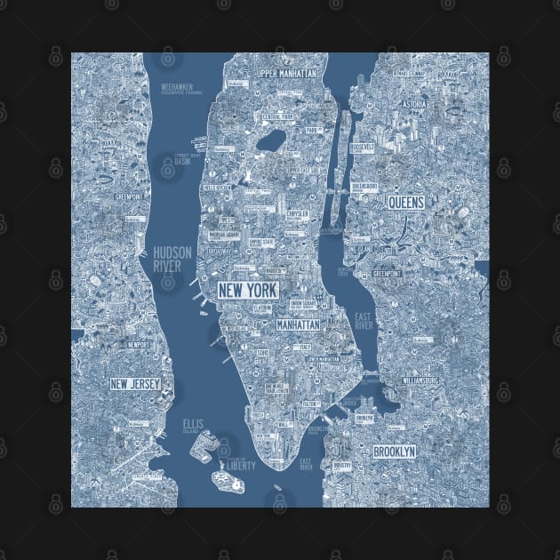 New York city blue map by ol1ie