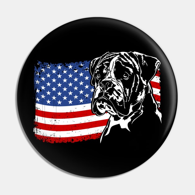 Proud Boxer Dog American Flag patriotic dog Pin by wilsigns