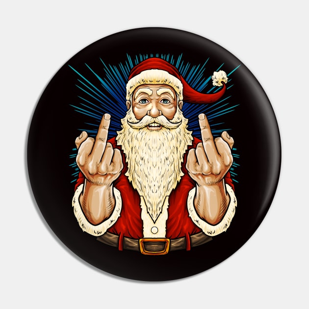 Santa Middle Finger Flip Off | St. Nick Christmas Pin by JakesRWild