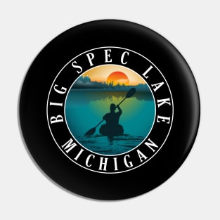 Big Spec Lake Kayaking Michigan Sunset Pin