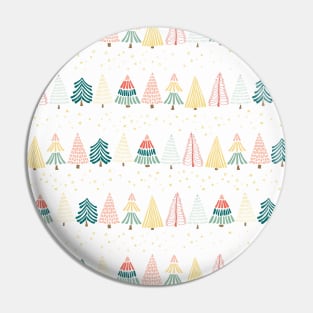 Doodle Christmas trees under the starry sky Pin