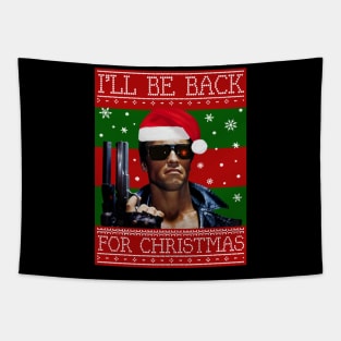 Ill Be Back For Christmas Terminator Knit Tapestry