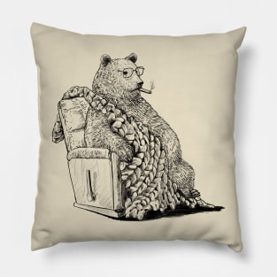 Lazy Bear Black and White Pillow