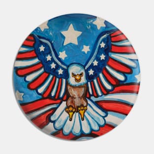 Flying Patriotic Eagle of American Flag Pin