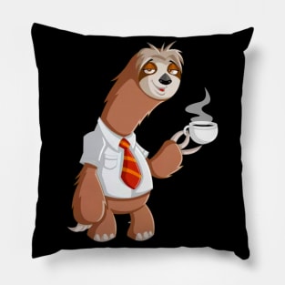 Smiling Sloth With Coffee Pillow