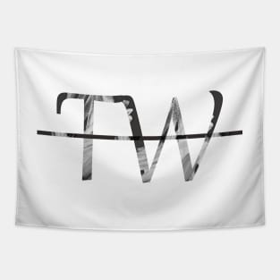 Black on White TRIGGER // WARNING Logo Tapestry