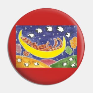 Quirky Hare counting sheep on the moon Pin