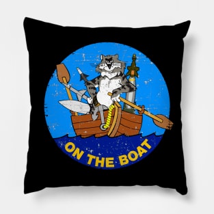 F-14 Tomcat - On the Boat - Grunge Style Pillow
