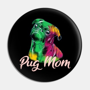 Black Pug Mom Graffiti Style Pin