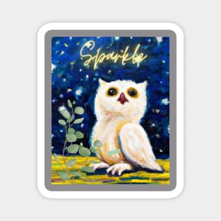 Mesmerizing Owl Artwork - A Starry Night's Guardian Magnet