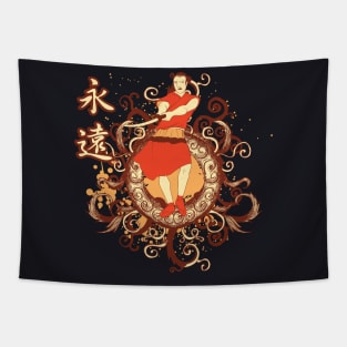 Asian traditional Art japanese Samurai with Katana Sword Tapestry