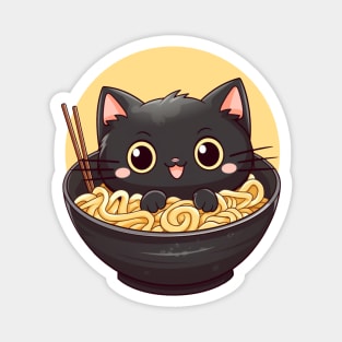 Ramen noodles and black cat Magnet