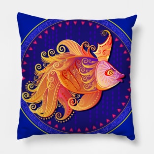 Illustration of fantastic goldfish Pillow