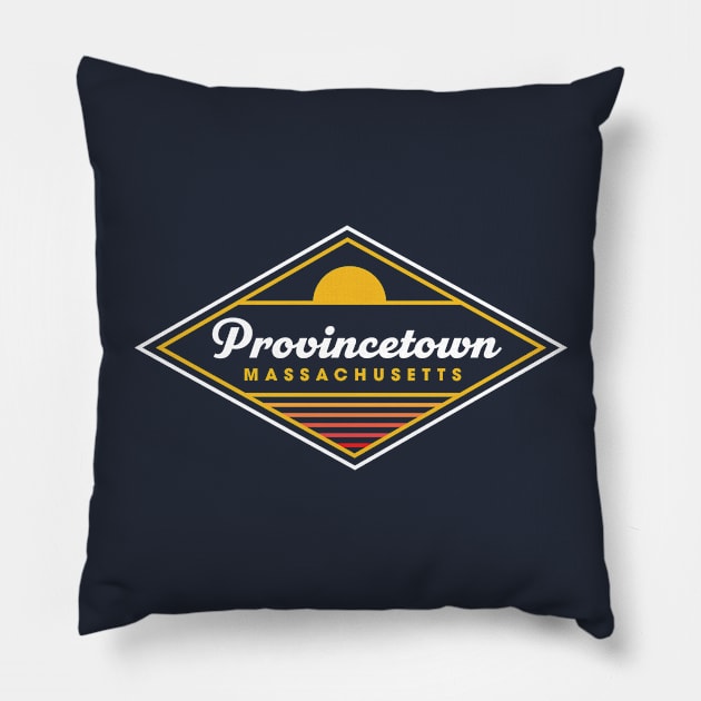 Provincetown MA Retro Vintage Style Ocean Sunset Cape Cod Pillow by PodDesignShop