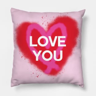 Red and Pink Graffiti Hearts Love You Pillow