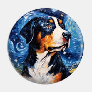 Swiss Mountain Dog Starry Night Pin