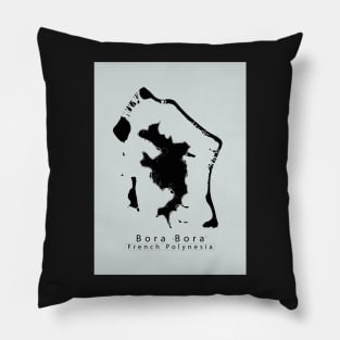 Bora Bora French Polynesia Island Map dark Pillow