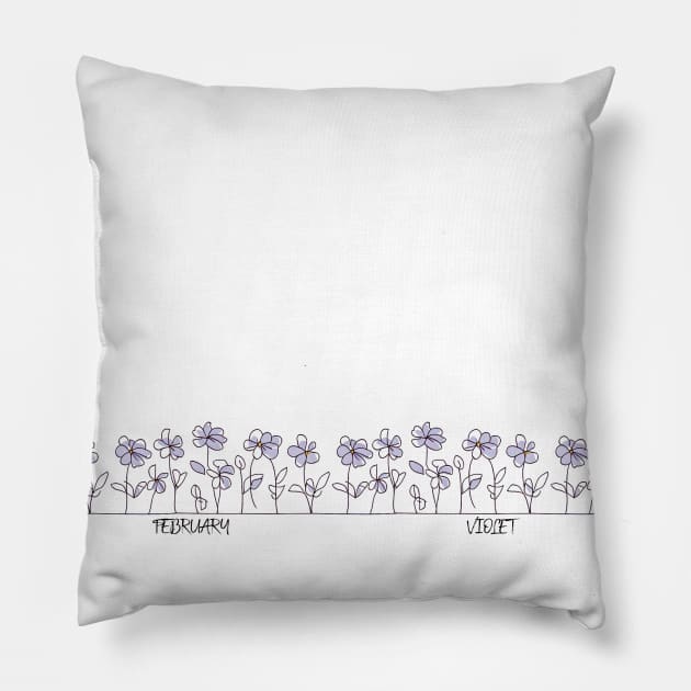 February Birth Month Flower - Violet Pillow by GreenBox10