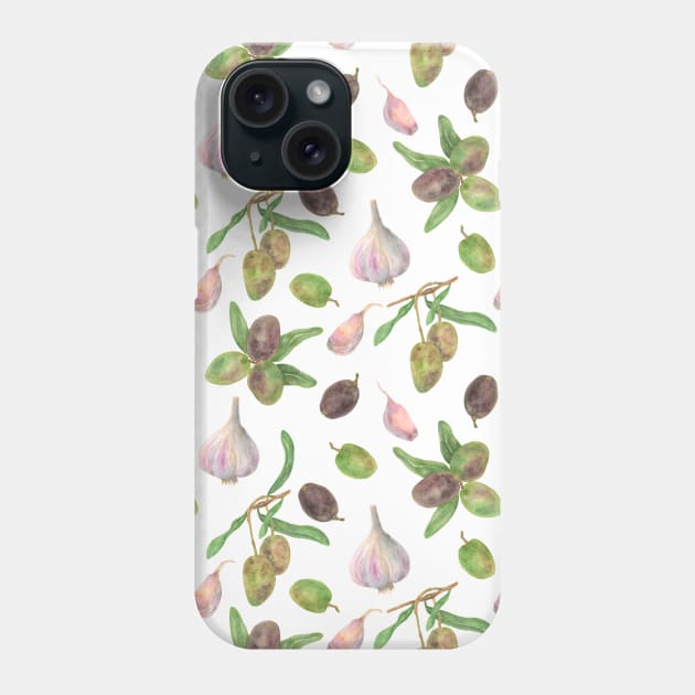 Olives and Garlic Spicy Duo Phone Case by paintingbetweenbooks