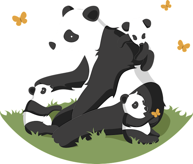 Panda Family Illustration Kids T-Shirt by Mako Design 