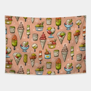 Ice Cream Summer Dessert Treat on Pink Tapestry