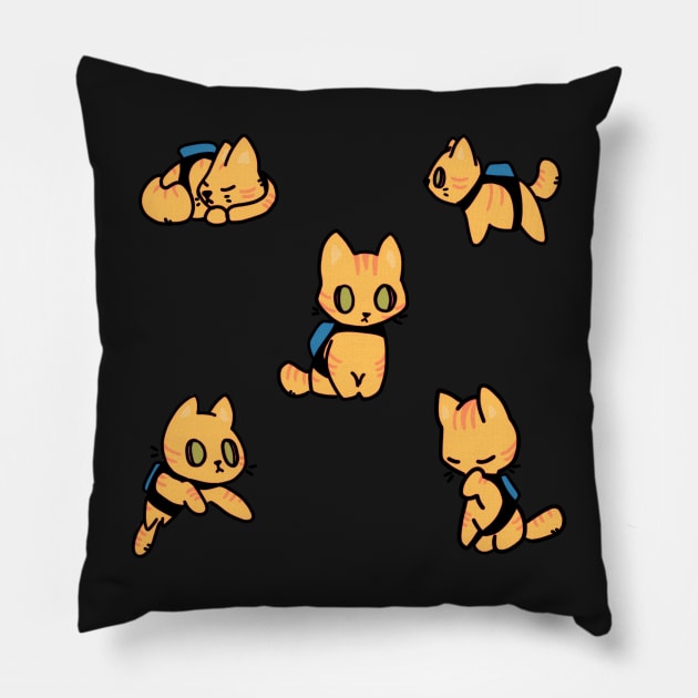 Stray cat game set kawaii cute Pillow by astronauticarte