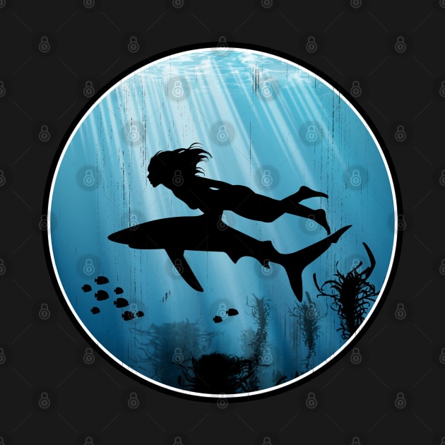 Shark Diver Girl by NicGrayTees