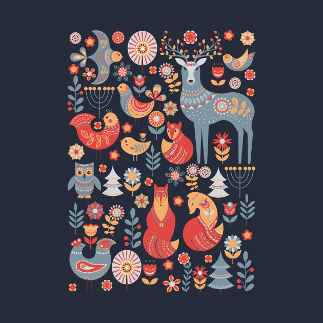 Forest animals and birds in the Scandinavian style. by Irina Skaska