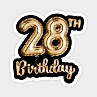 28th Birthday Gifts - Party Balloons Gold Magnet