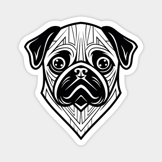 Pug Dog Pet Animal World Furry Friend Vector Graphic Magnet by Cubebox