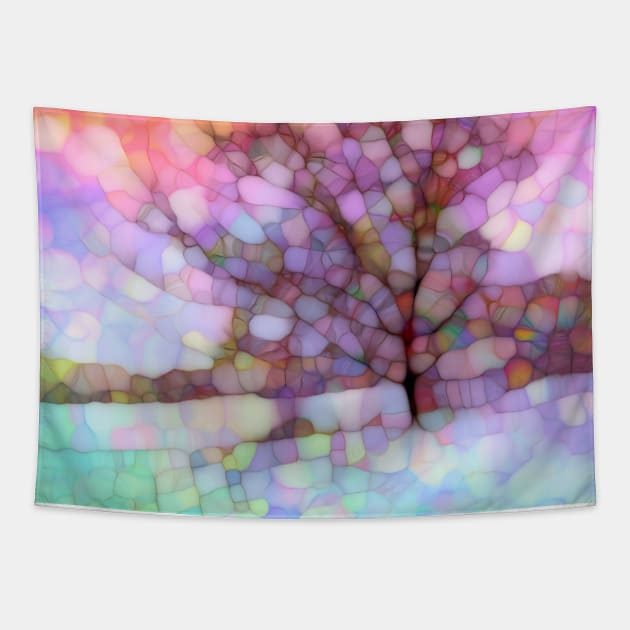 Snow storm tree Tapestry by redwitchart