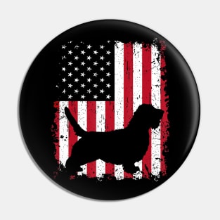 Petit Basset Griffon Vendeen 4th of July American Flag Pin