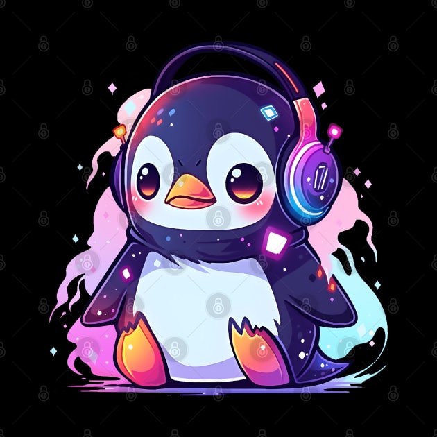 Cute Penguin With Headphones by pako-valor