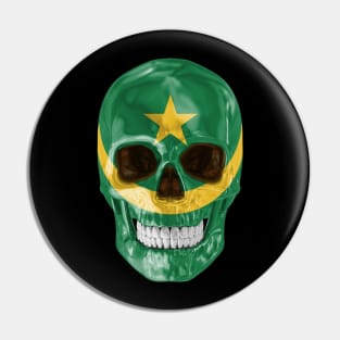 Mauritania Flag Skull - Gift for Mauritanian With Roots From Mauritania Pin