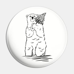 a bear carrying a christmas tree Pin